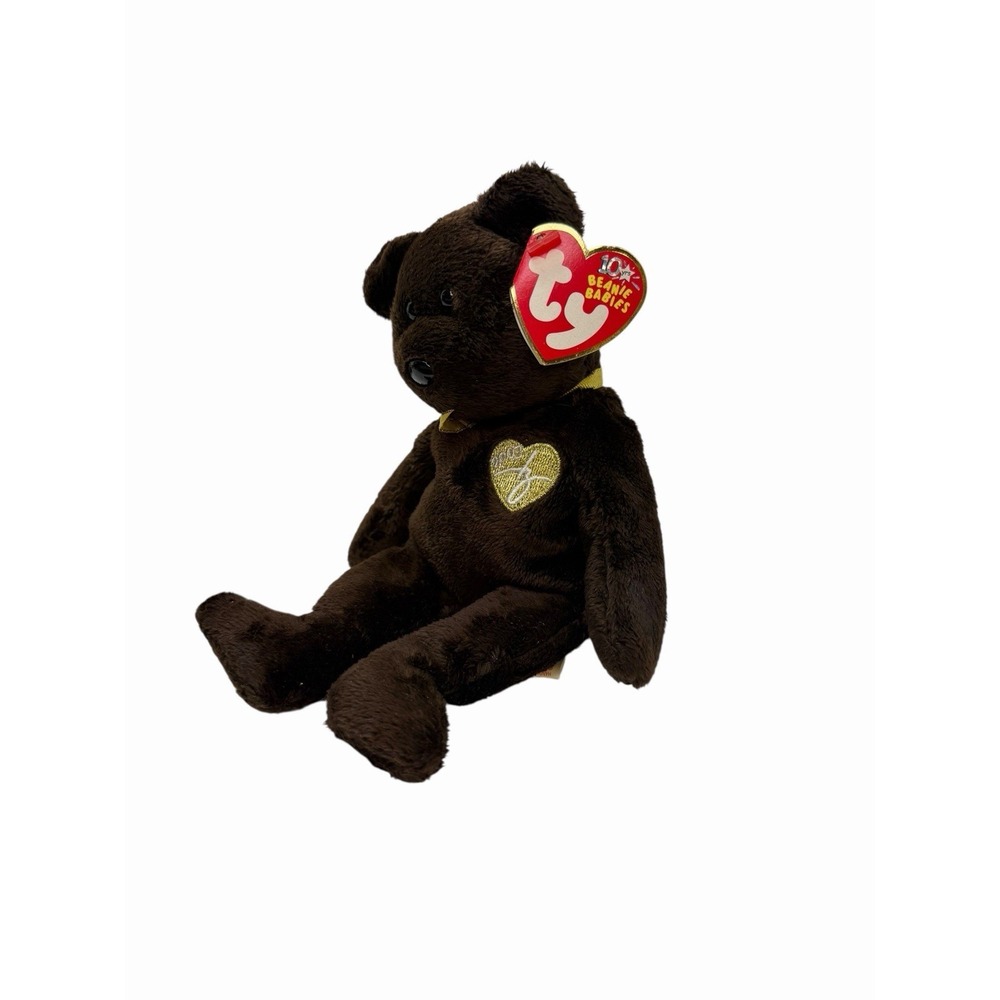 TY Beanie Babies 2003 Signature Bear Teddy Bear Plush Dark Brown